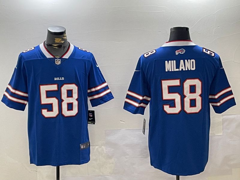 Men Buffalo Bills 58 Milano Blue Second generation 2024 Nike Limited NFL Jersey style 1
